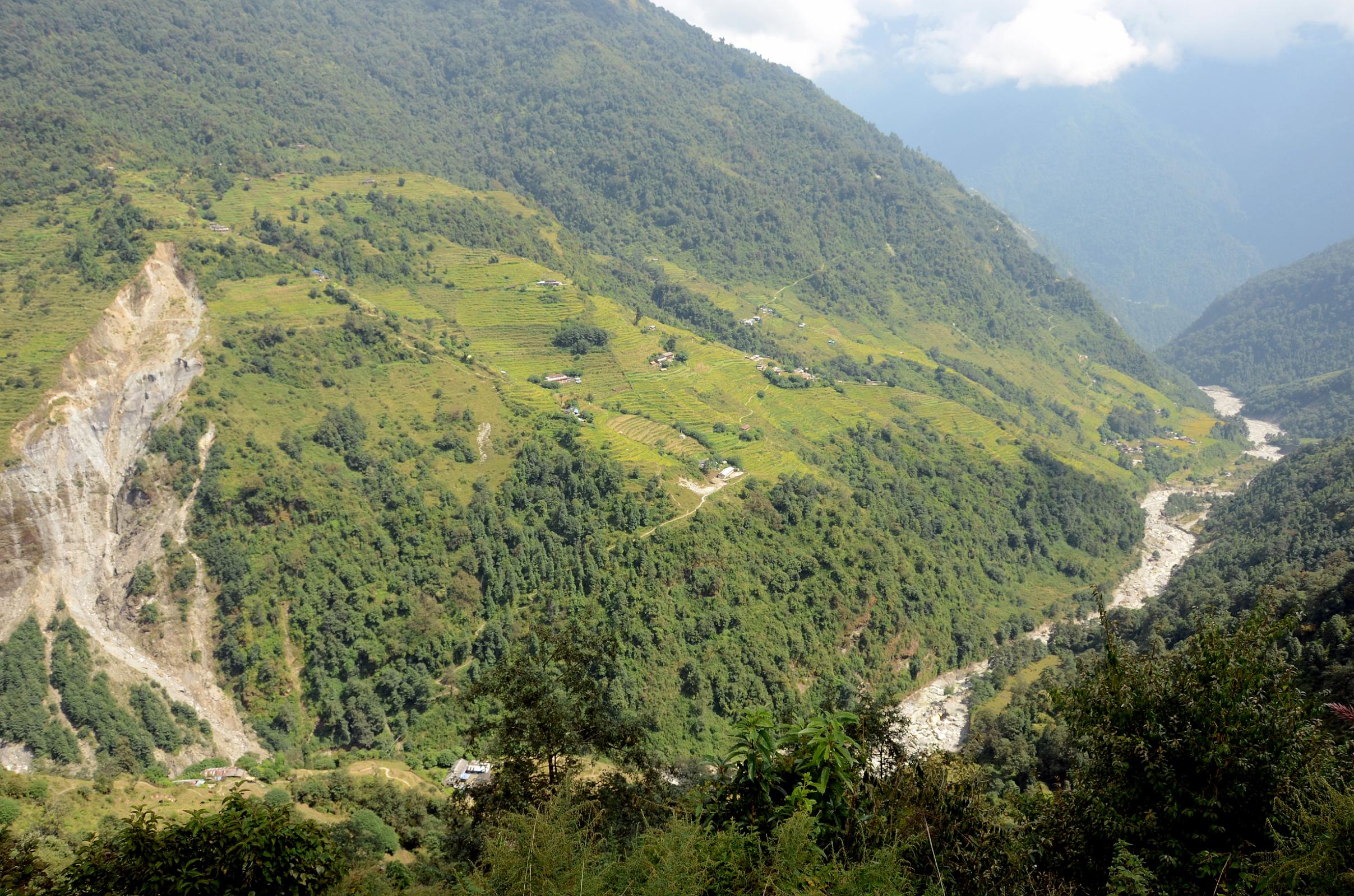 13 Trail Towards Chomrong Across The Valley From Chiule With Khumnu Khola Below On The Way From Ghorepani To Chomrong 